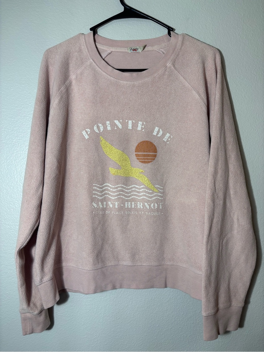 Fidelity Pink Graphic Crewneck Sweatshirt with Yellow & Tan Accent